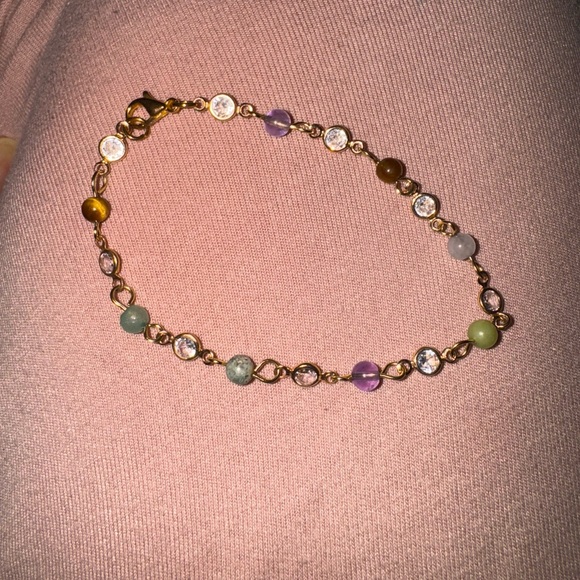 Handcrafted Natural stone Gold Plated Bracelet - Picture 1 of 4
